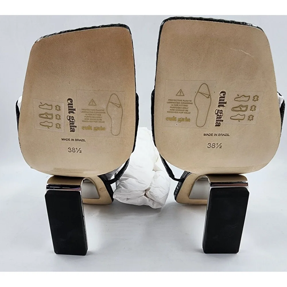 Cult Gaia Rene Cantilevered Sandals Women's 38.5 Black Iron Heel + - Picture 13 of 15